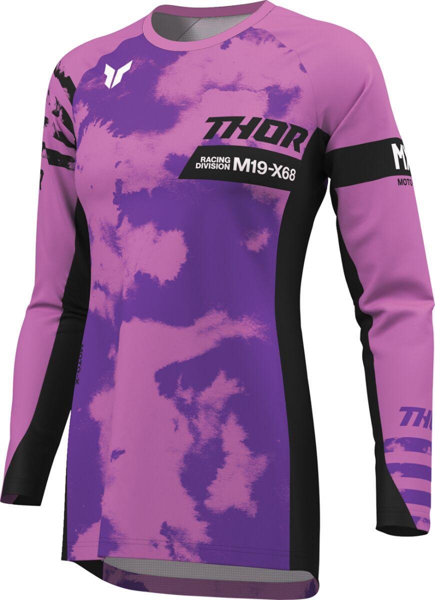 Thor Womens Launchmode Bleach Jersey - Black/Purple/White