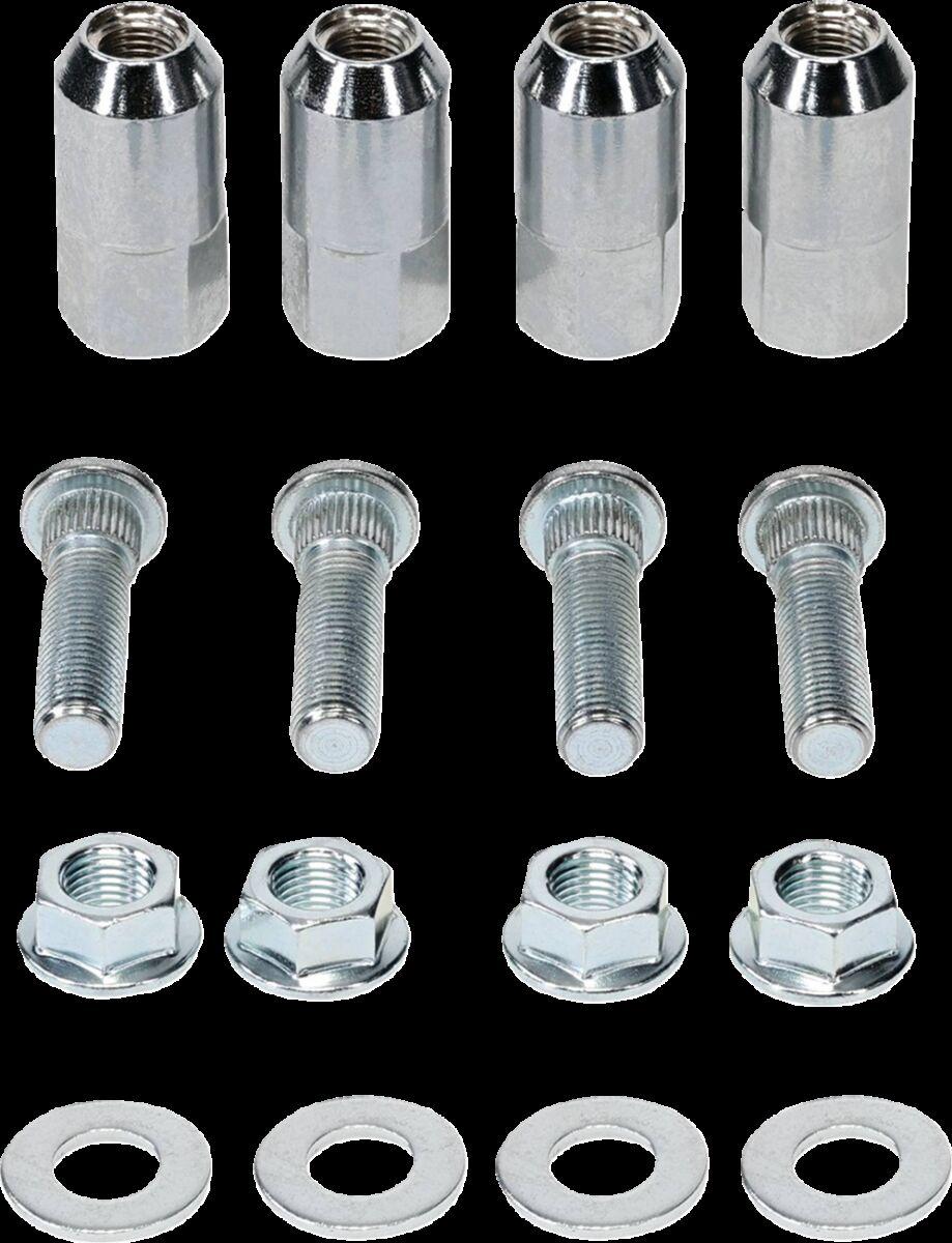Moose Racing Wheel Stud/Nut Kit For Polaris Ranger 500 Crew 4X4 2012-2013 Fits Rear - Silver