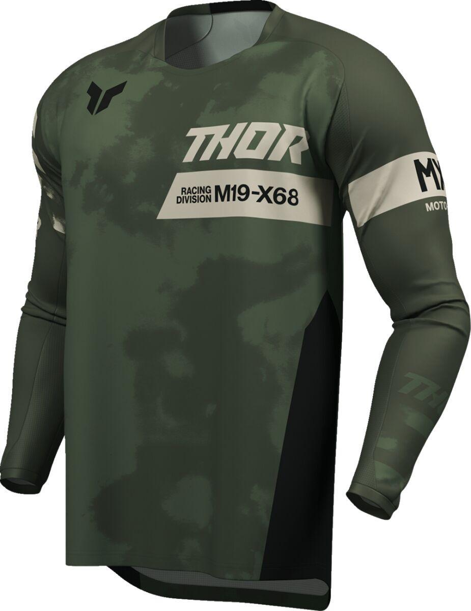 Thor Launchmode Bleach Jersey - Black/Camo Green/Off-White