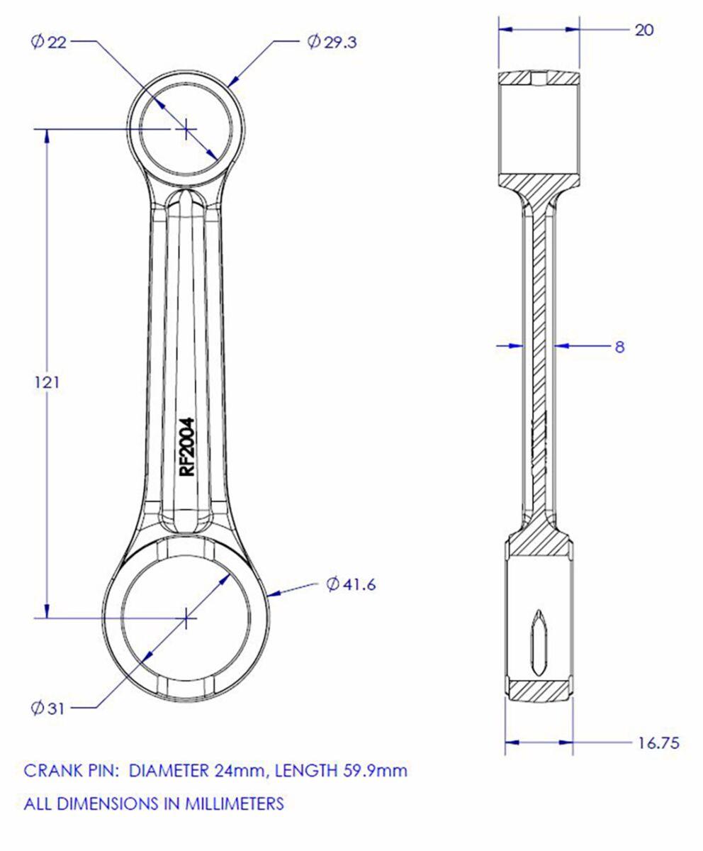 Vintco Connecting Rod Kit For Honda FL 250 1977-1984