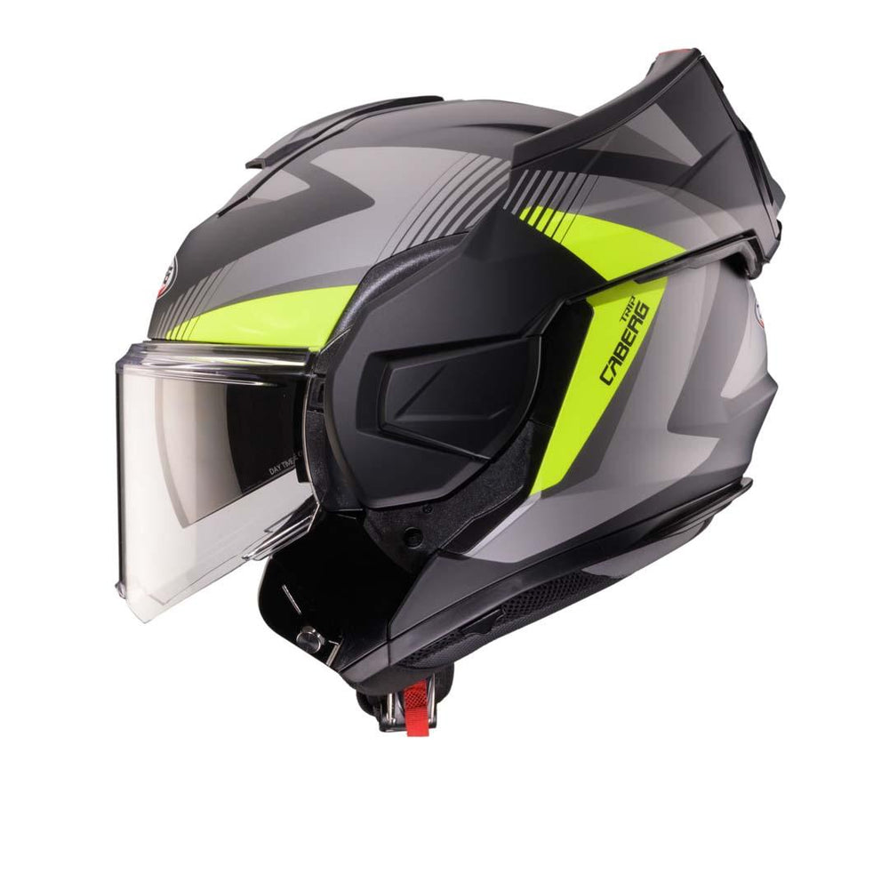 Caberg Trip Lunar Flip Front Motorcycle Helmet - Matt Black/Grey/Yellow Fluo/Anthracite