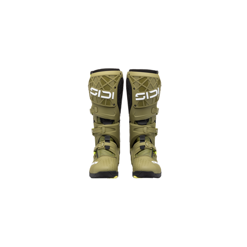 Sidi Crossair X Motocross Boots - Olive Green/Fluro Yellow