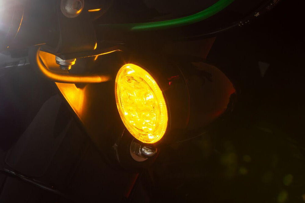 Ciro Fang Front Turn Signal Light Inserts For Harley Davidson FLD 1690 2012-2013 Black Smoke