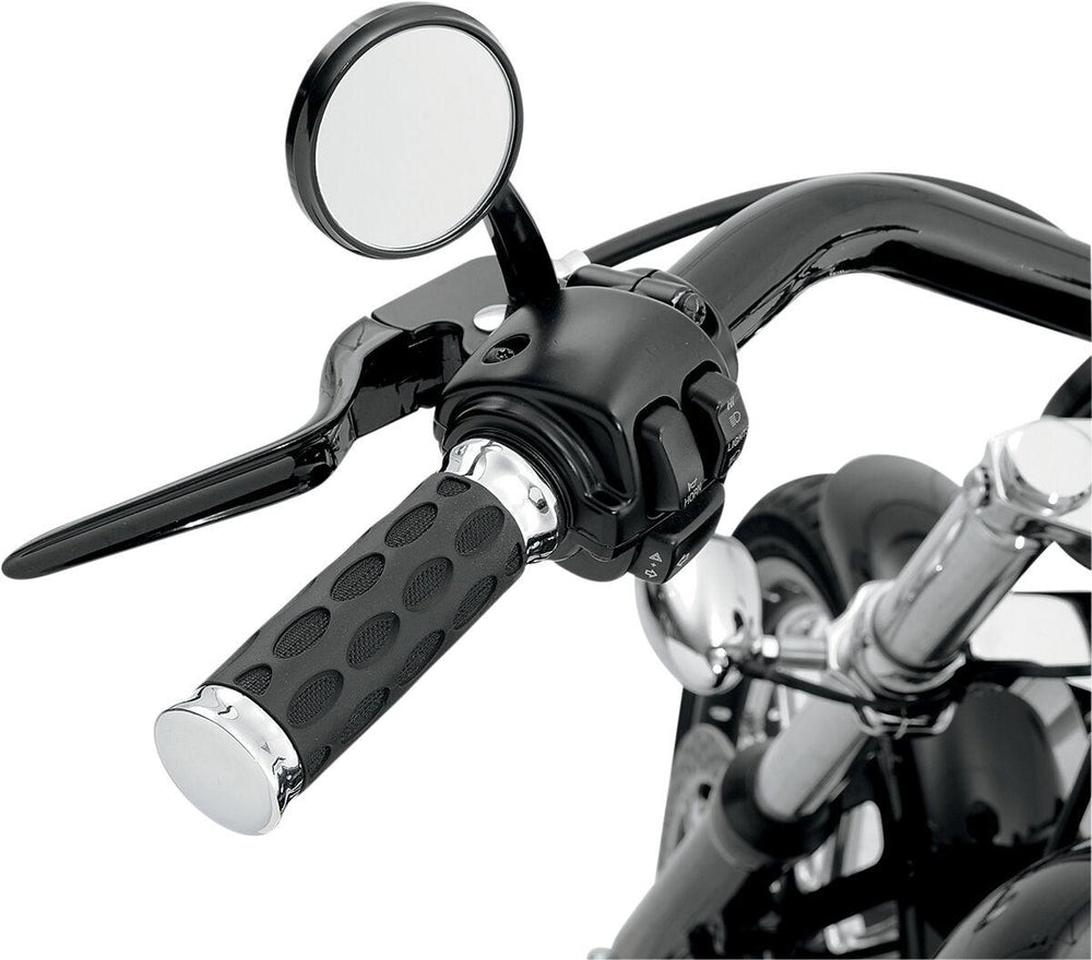 Drag Specialties Custom Rubber Grips For Harley Davidson FLHR 1584 2008 - Black Chrome