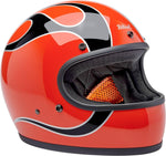 Biltwell Gringo Flames Helmet - Competition Orange