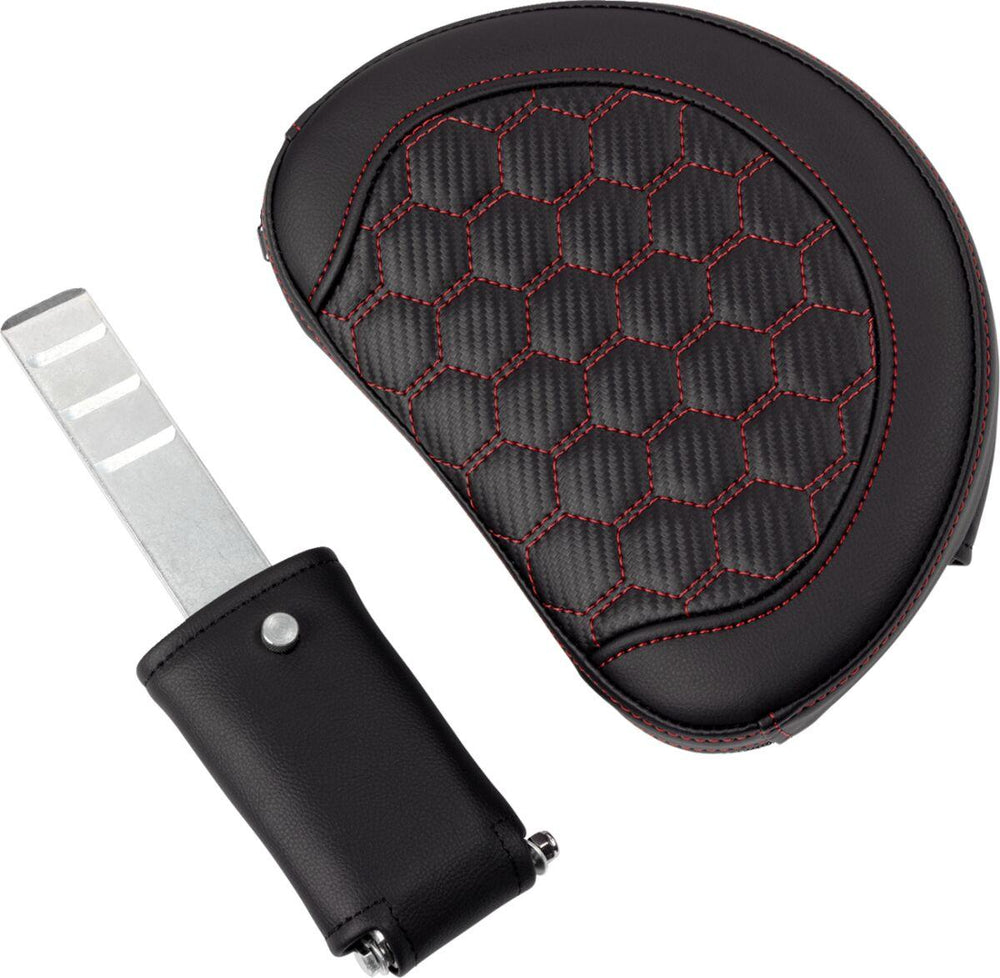 Saddlemen Honeycomb Roadsofa Seat With Backrest For Harley Davidson FLH 1868 2021 - Black/Red (Driver Seat Length: 39.5 cm)