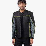 Spada Pace Rev 2 Waterproof Motorcycle Jacket - Black/Grey/Fluro Yellow