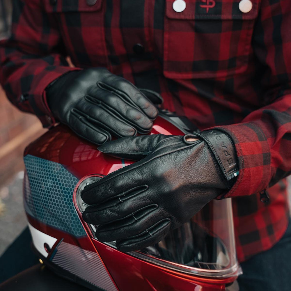 Spada Clutch Leather Motorcycle Gloves - Black