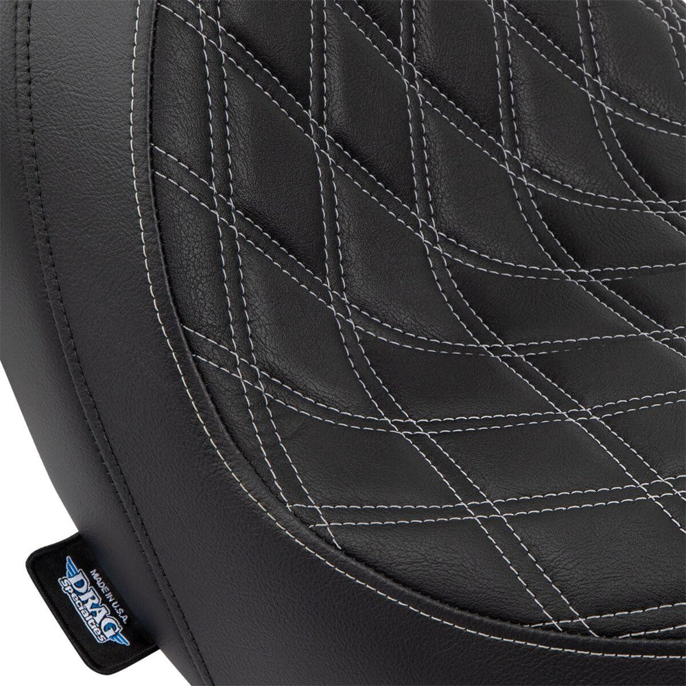 Drag Specialties Predator Seat For Harley Davidson FLSB 1750 2018-2021 Silver Stitching Double Diamond - Black