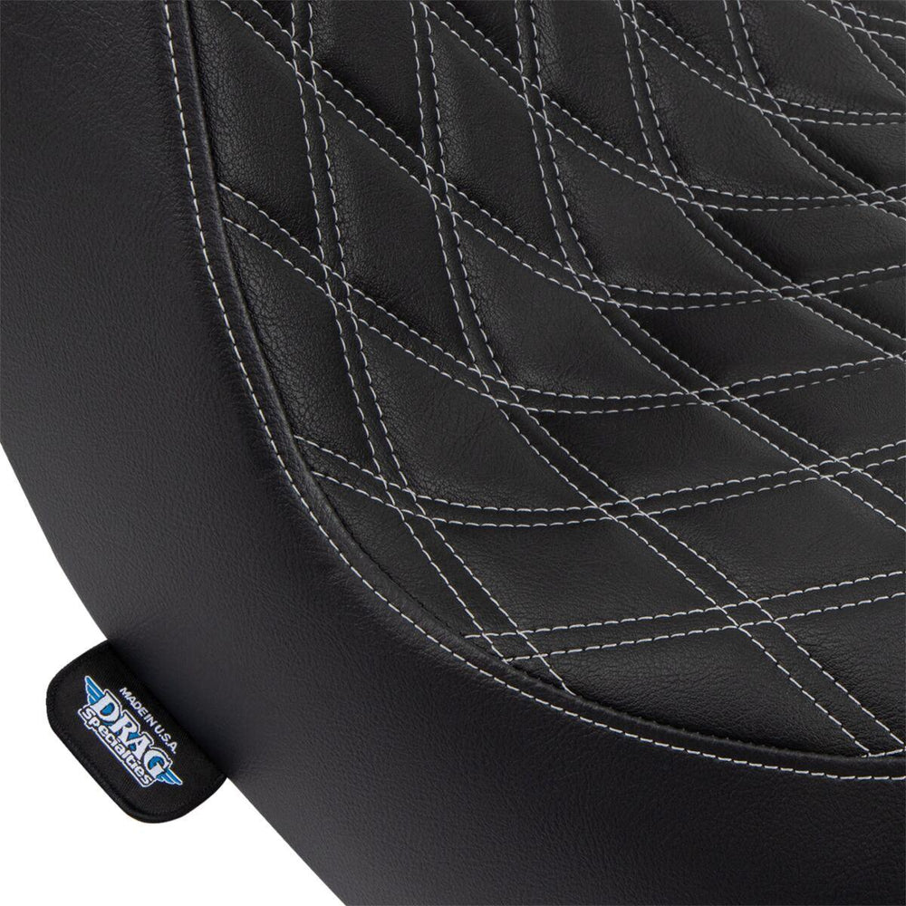 Drag Specialties Predator III Seat For Harley Davidson FLSB 1750 2018-2021 Silver Stitching Double Diamond - Black Silver