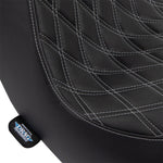 Drag Specialties Predator III Seat For Harley Davidson FLSB 1750 2018-2021 Silver Stitching Double Diamond - Black Silver