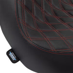 Drag Specialties Solo Seat For Harley Davidson FLSB 1750 2018-2020 Red Stitching Double Diamond - Black Red