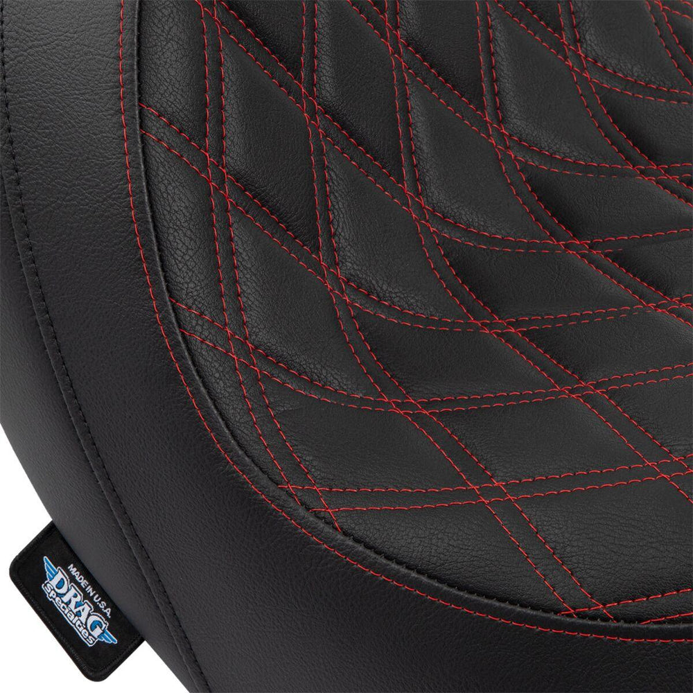 Drag Specialties Predator Seat For Harley Davidson FLSB 1750 2018-2021 Red Stitching Double Diamond - Black