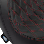 Drag Specialties Predator Seat For Harley Davidson FLSB 1750 2018-2021 Red Stitching Double Diamond - Black
