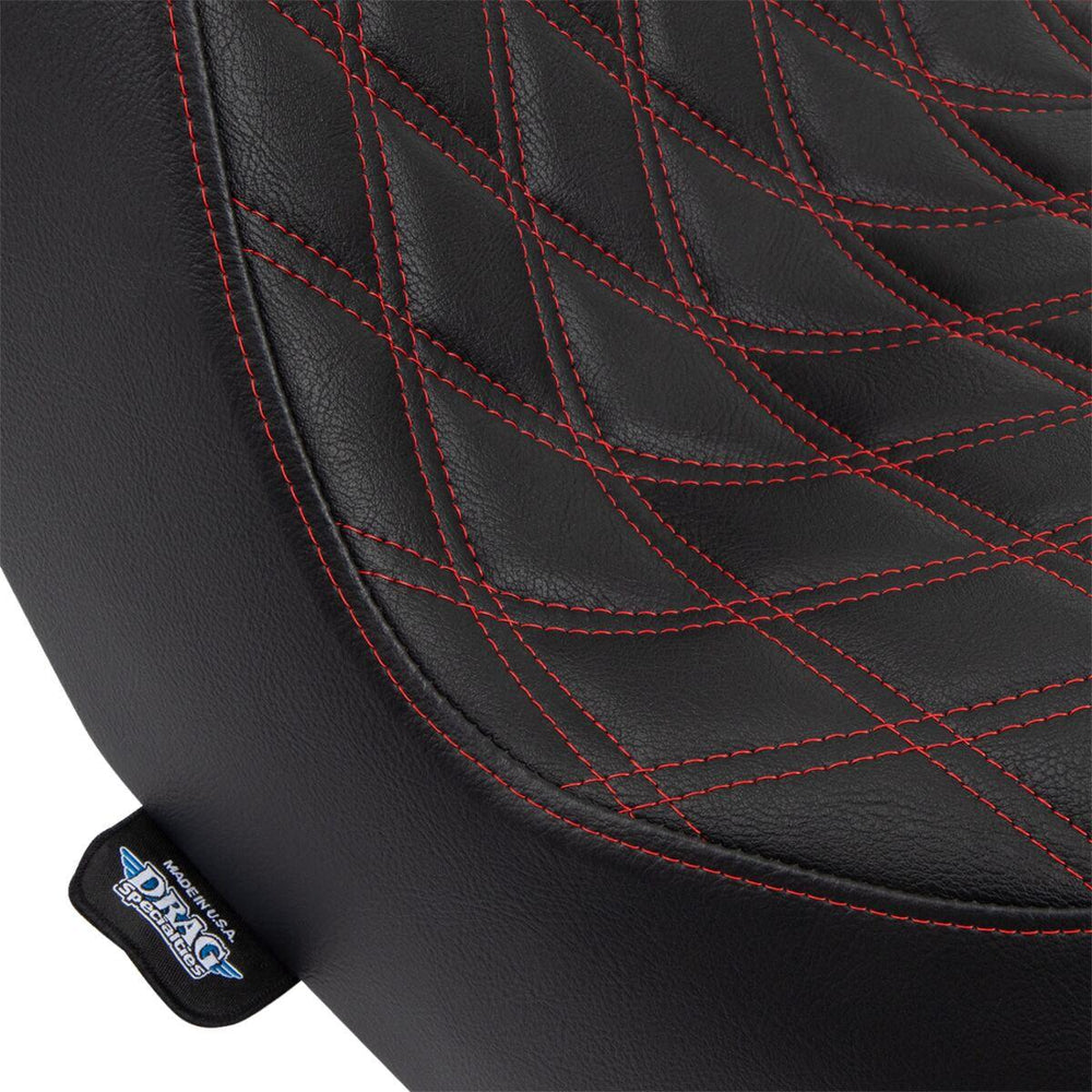 Drag Specialties Predator III Seat For Harley Davidson FLSB 1750 2018-2021 Red Stitching Double Diamond - Black Red