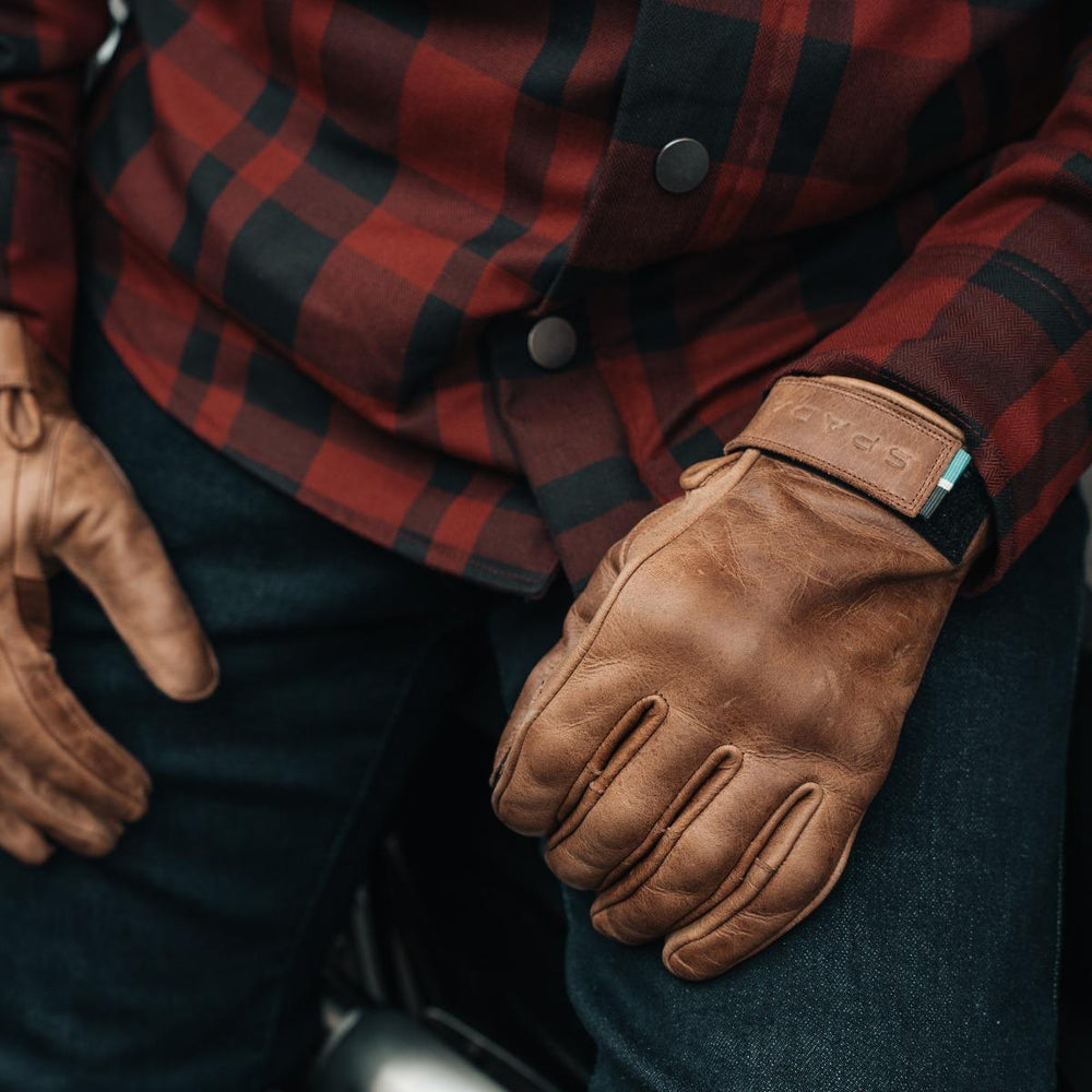 Spada Clutch Leather Motorcycle Gloves - Cognac Brown