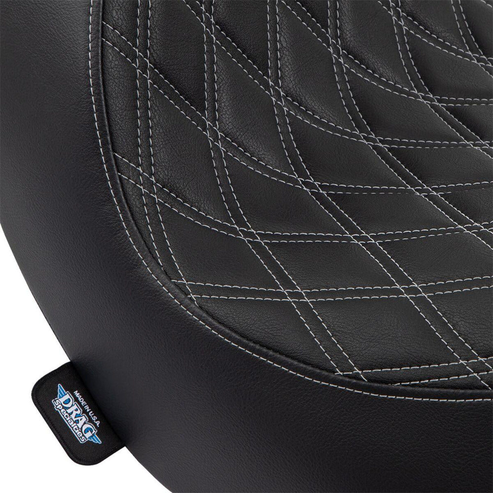 Drag Specialties Solo Seat For Harley Davidson FLSB 1750 2018-2023 Silver Stitching Double Diamond - Black Silver