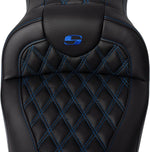 Saddlemen Roadsofa Lattice Stitch Seat For Harley Davidson FLHR 1584 2008 - Black/Blue (Driver Seat Length:38 cm)
