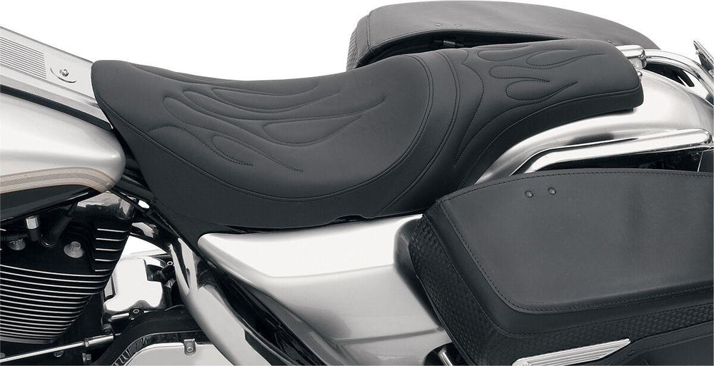Drag Specialties Predator Flame Stitched Seat For Harley Davidson FLHR 1340 1997-1998 - Black