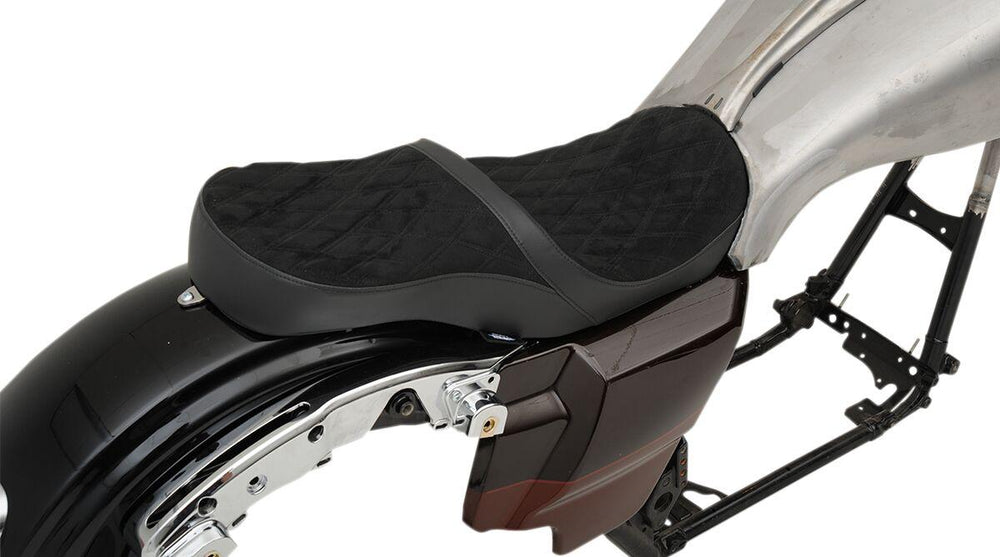 Drag Specialties Low Profile Touring Seat For Harley Davidson FLHR 1584 2008-2011 Suede Double Diamond - Black