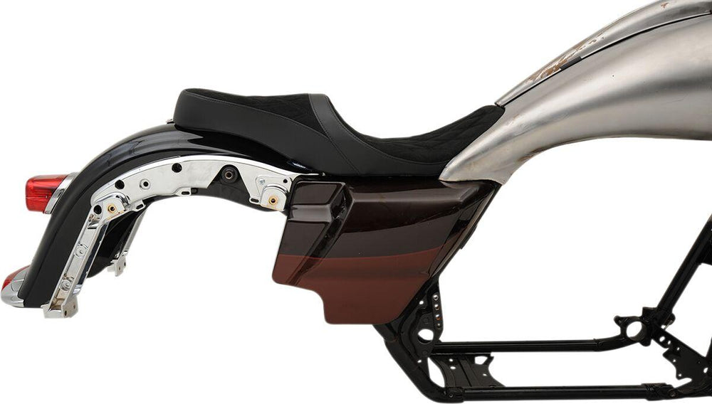 Drag Specialties Low Profile Touring Seat For Harley Davidson FLHR 1584 2010-2011 Suede Double Diamond - Black