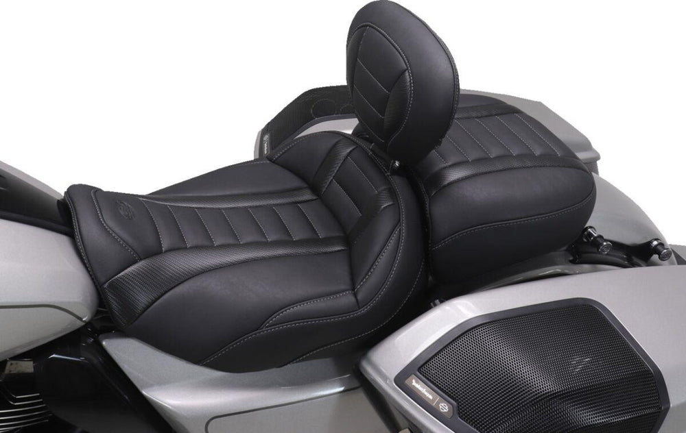 Mustang Wide Deluxe Touring Passenger Seat For Harley Davidson FLHX 1923 2024-2026 - Black/Grey