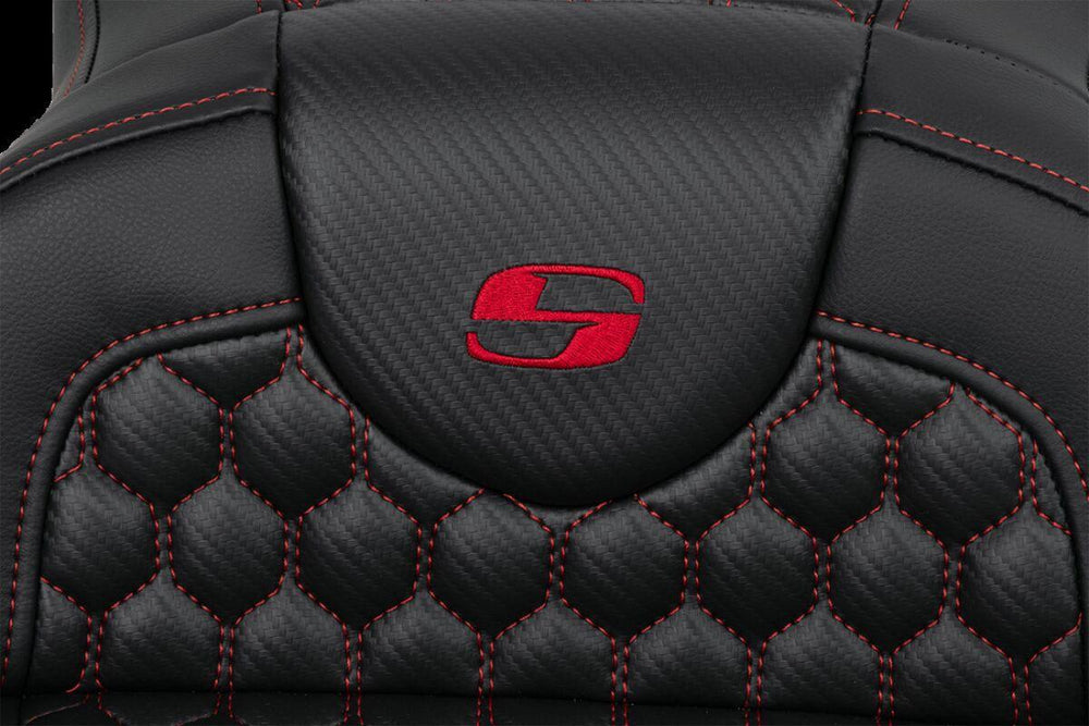 Saddlemen Honeycomb Roadsofa Seat For Harley Davidson FLH 1868 2021 - Black/Red (Driver Seat Length:44.5 cm)