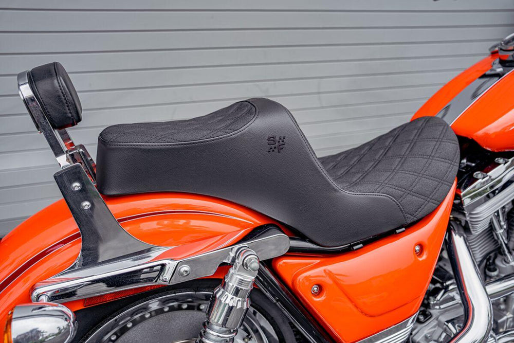 Slyfox High Noon Seat For Harley Davidson FXR1340 1986-1994 Double Diamond - Black