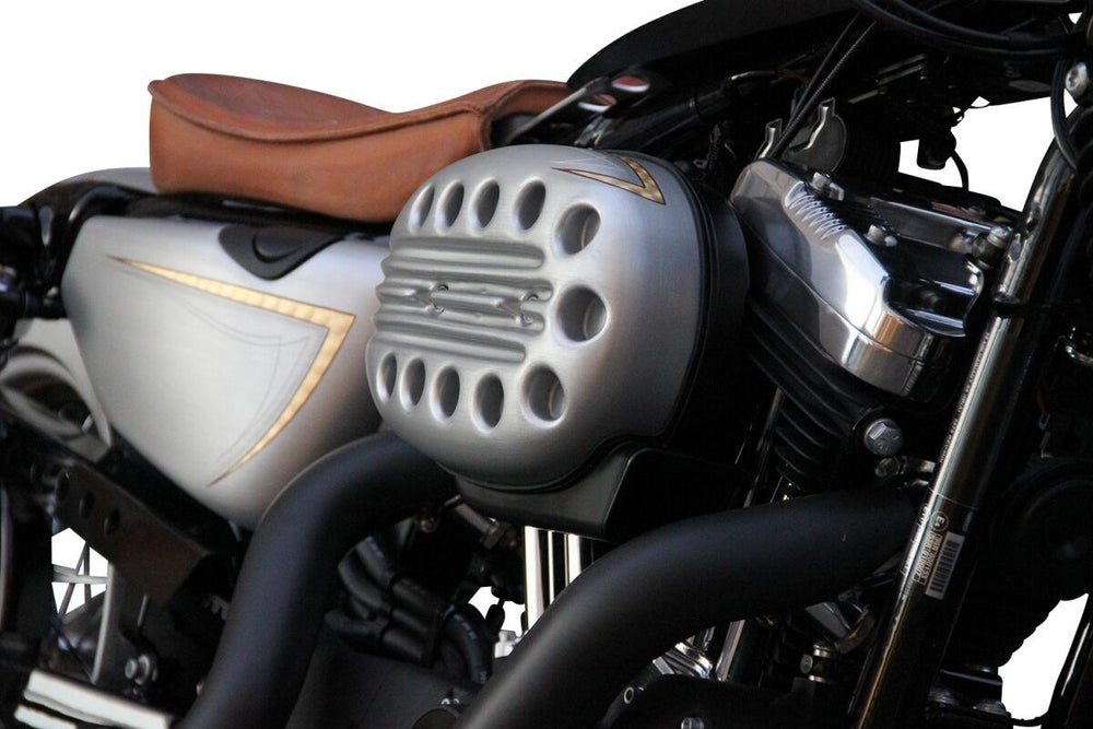 Cult Werk Slotted Air Filter Cover For Harley Davidson XL1200C 2004-2015 - Black