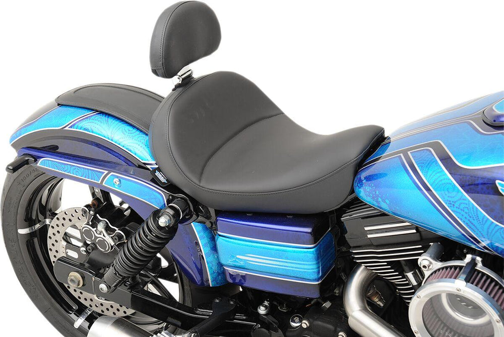Drag Specialties Solo Seat with EZ Glide II Backrest Option For Harley Davidson FLD 1690 2012-2013 Mild Stitched - Black