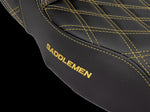 Saddlemen Lattice Stitch Step Up Seat For Harley Davidson FLHR 1584 2008 - Black/Gold (Driver Seat Length: 40.5 cm)