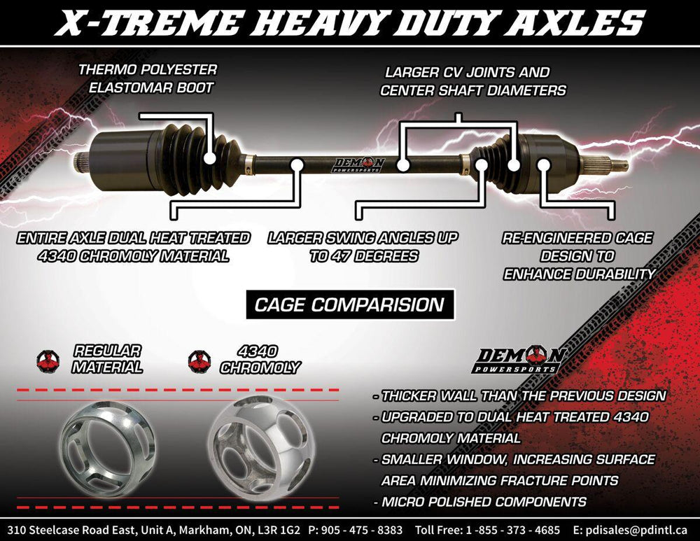 Demon X-Treme Heavy Duty Axle For Can Am Maverick Turbo 900 EFI 4X4 2019-2024 Fits Rear Left Or Right - Black