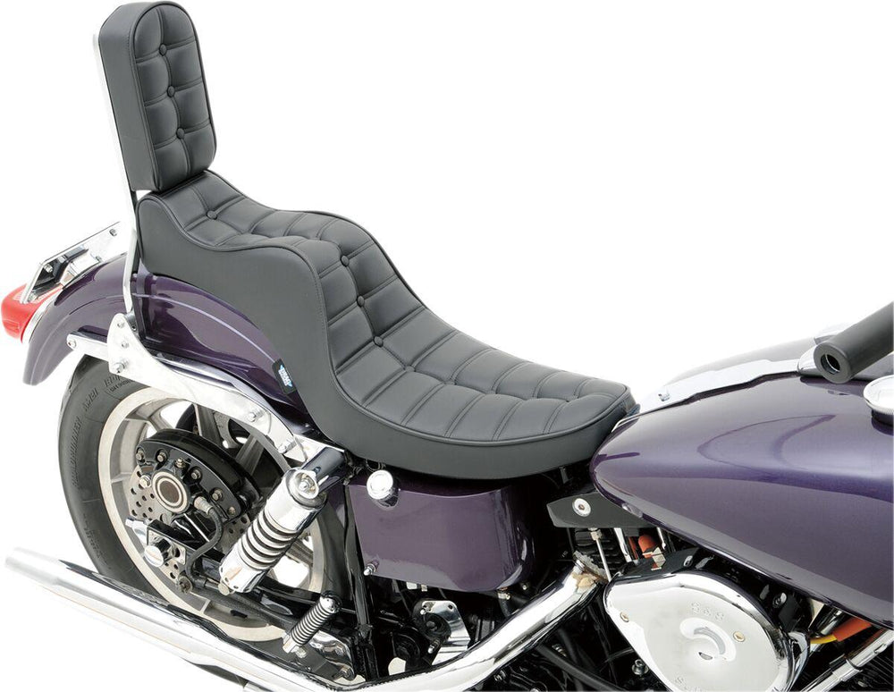 Drag Specialties Mini King & Queen Seat For Harley Davidson FL 1200 1958-1977 Scorpion Stitched - Black