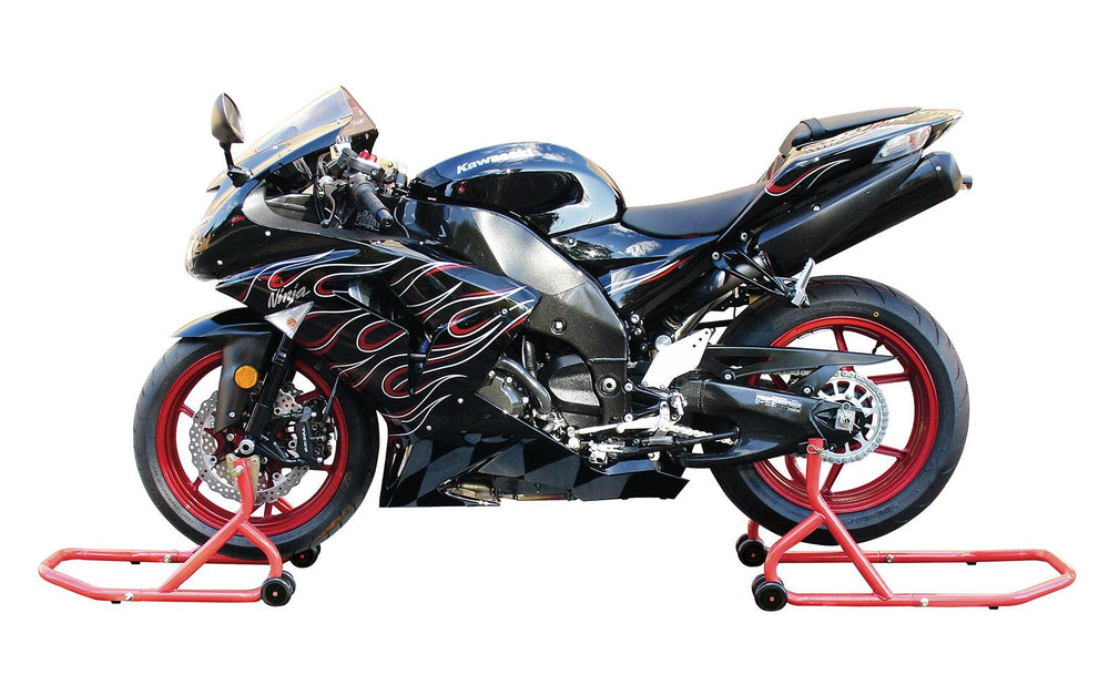 BikeTek Series 3 Front & Rear Track Paddock Stand Set - Red