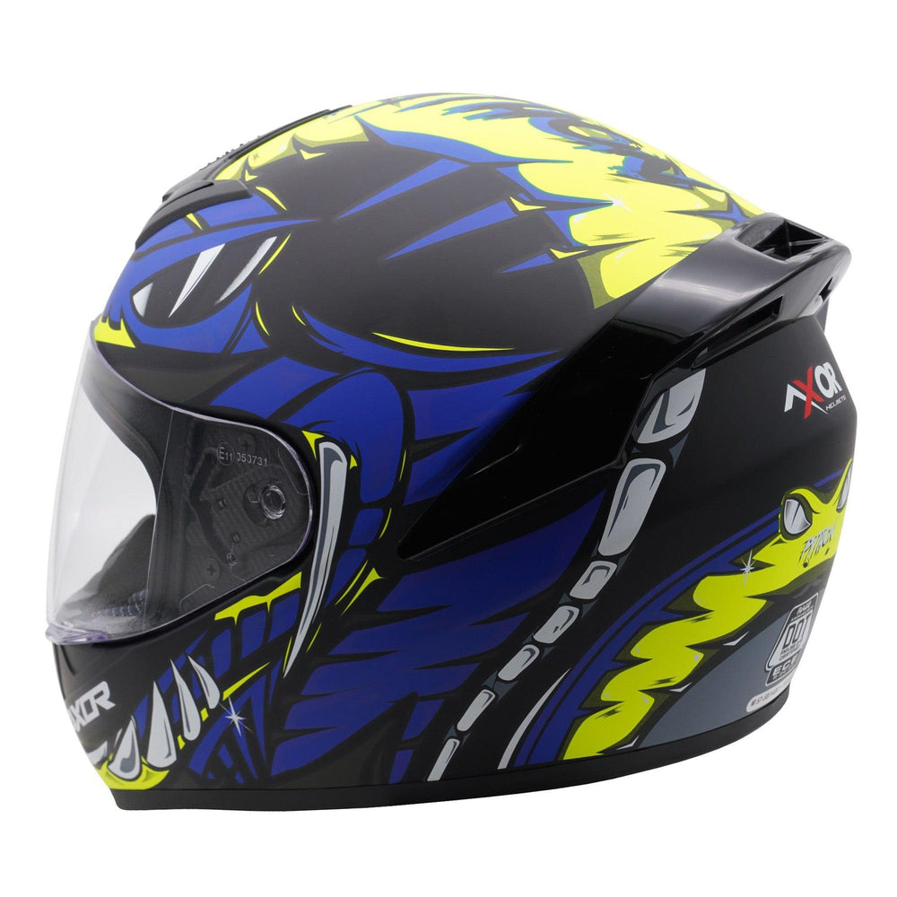 Axor Rage Full Face Helmet - Python Blue Yellow Matt Black