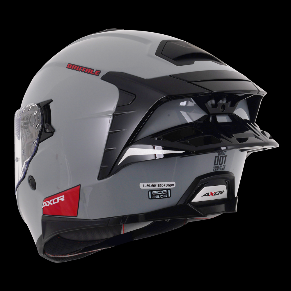 Axor Brutale Full Face Helmet With Dual Spoiler - Nardo Grey Gloss