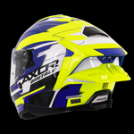 Axor Brutale Full Face Helmet With Dual Spoiler - Plexus Blue Fluo Yellow