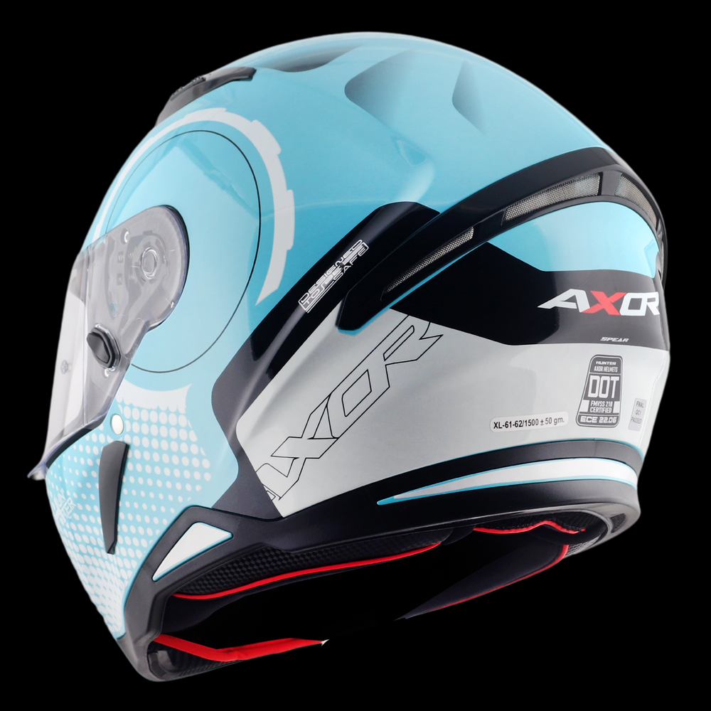Axor Hunter SH890 Full Face Helmet - Spear Blue White Gloss