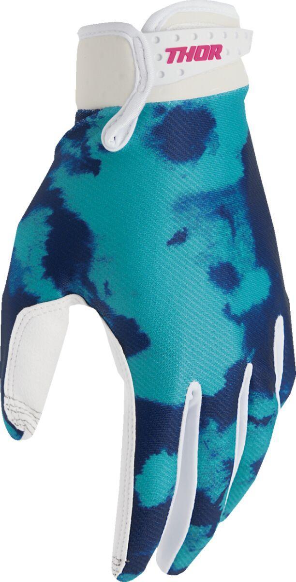 Thor Youth Launchmode Bleach Gloves - Aqua/White