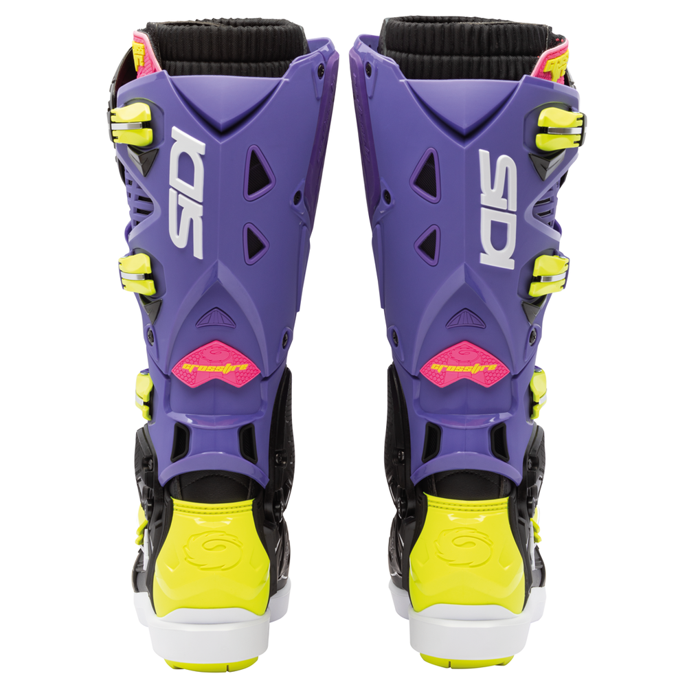 Sidi Crossfire 3 SRS Motocross Boots - Violet/Black/Fluro Yellow