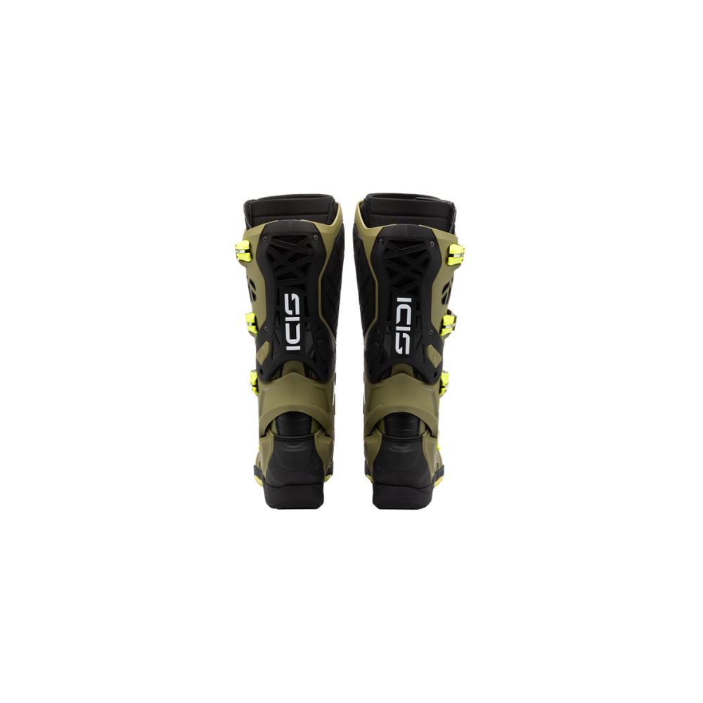 Sidi Crossair X Motocross Boots - Olive Green/Fluro Yellow