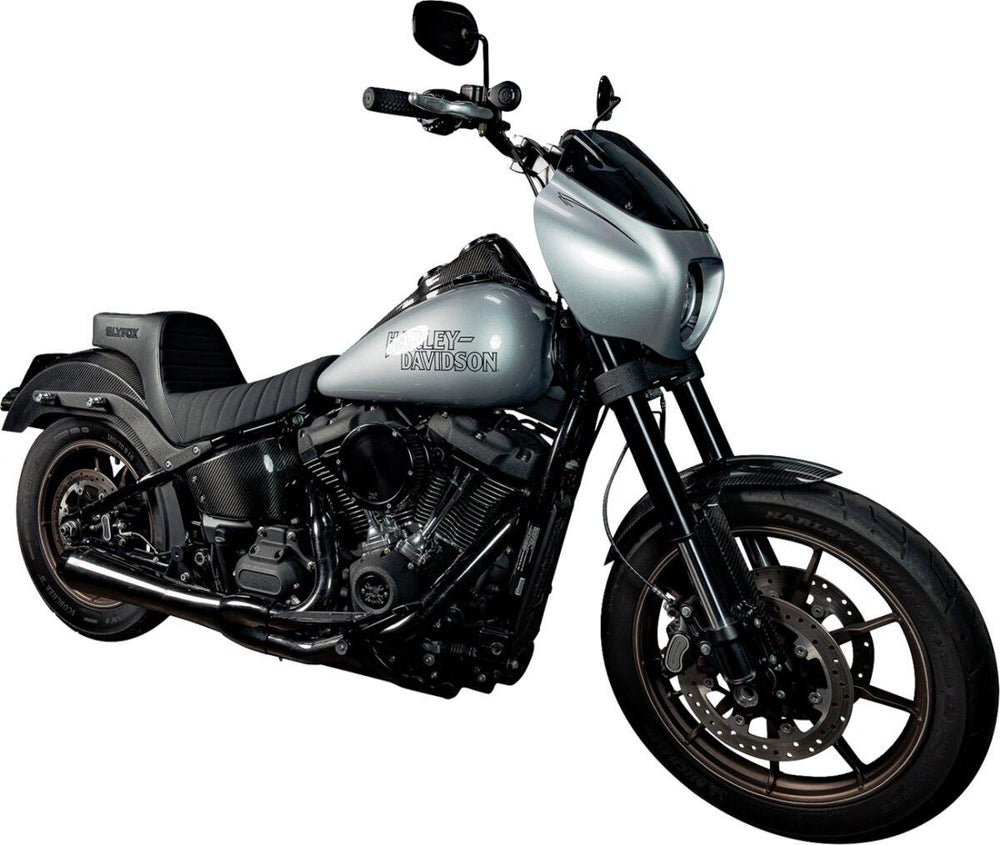 Slyfox High Noon Seat For Harley Davidson FLSB 1750 ABS 2018-2021 Black Logo/Classic Stitch - Black