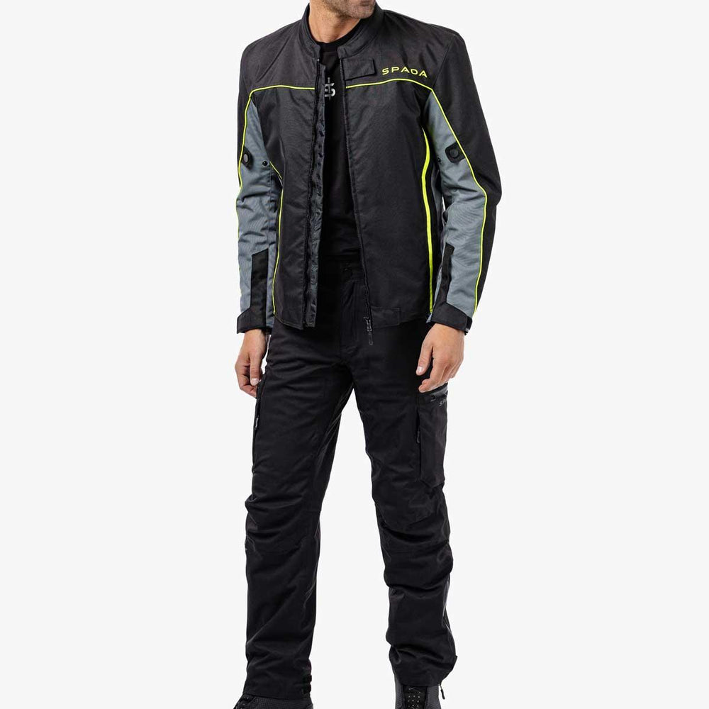 Spada Pace Rev 2 Waterproof Motorcycle Jacket - Black/Grey/Fluro Yellow