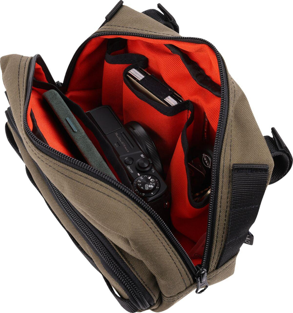 Thrashin Supply Co Handlebar Bag Plus Green/Orange - 12.5cm (5") x 22.9cm (9") x 10 cm (4")