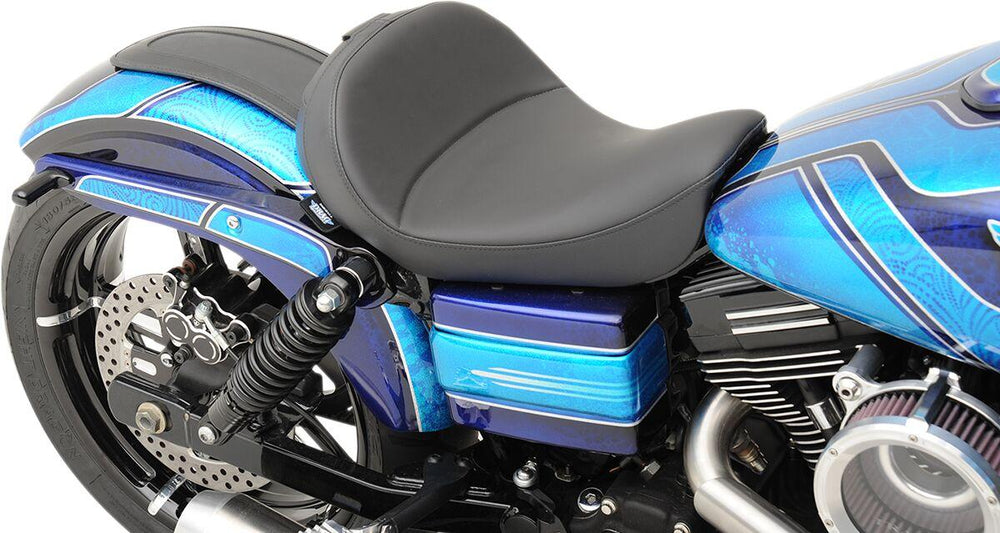 Drag Specialties Solo Seat with EZ Glide II Backrest Option For Harley Davidson FLD 1690 2012-2013 Mild Stitched - Black