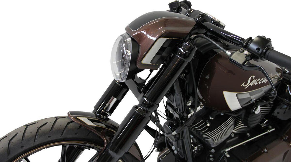 Cult Werk Night Rod Style Headlight Kit For Harley Davidson FXSB 1690 2013 - Raw Black