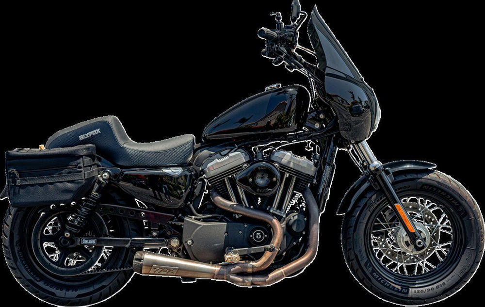 Slyfox The Drifter Seat For Harley Davidson XL1200C 2004-2019 Carbon Fiber/Gray Logo/Smooth - Black