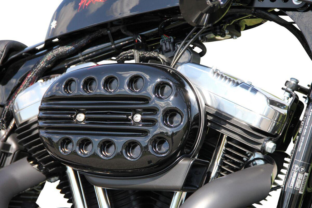 Cult Werk Slotted Air Filter Cover For Harley Davidson XL1200C 2004-2015 - Black