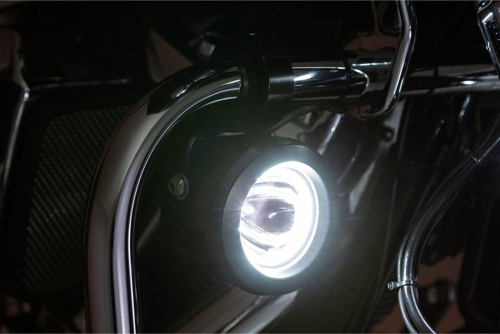 Ciro TAC-10 Light Cannons For Harley Davidson FLH 1868 ABS 2021 Black Clear