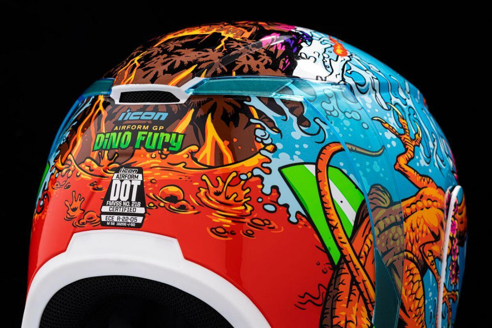 Icon Unisex Airform Dino Fury Helmet - Blue